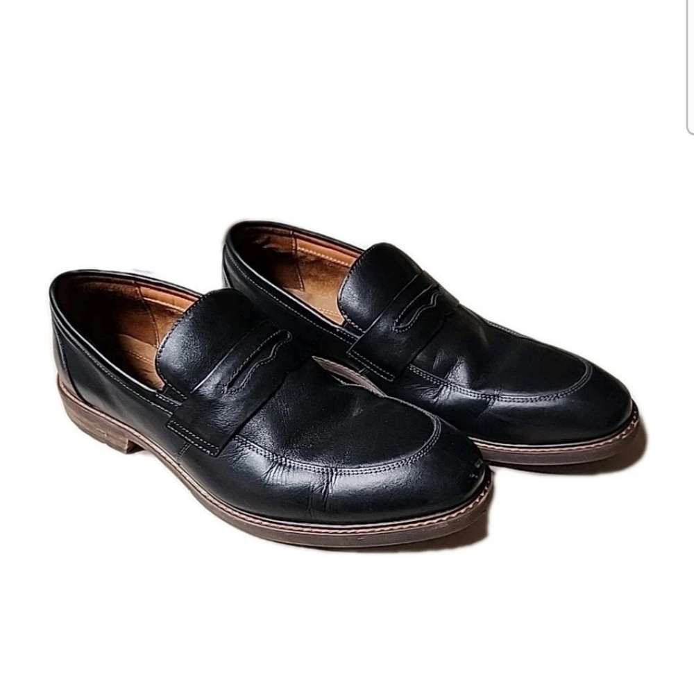 Florsheim Mens Black Soft Leather Lined Penny Loafer Shoes Size 10.5